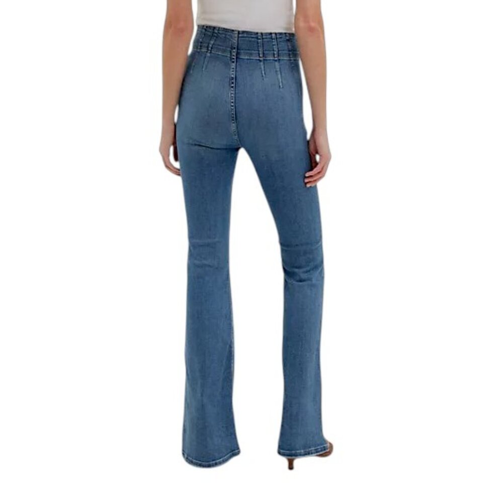 FREE PEOPLE medium blue jayde crop flare jeans Size 32 NWT - Picture 2 of 11